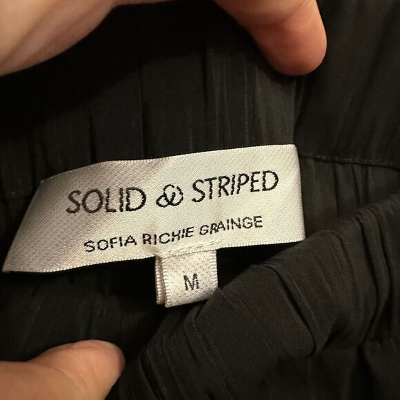 SOLID & STRIPED Milly Pants Black Elastic Waist High Rise Wide Leg NWOT - Picture 10 of 14